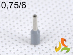 Końcówka kablowa 0,75/6 mm2 tulejka izolowana miedziana szara 100szt. DI 0,75-6 SZ GPH