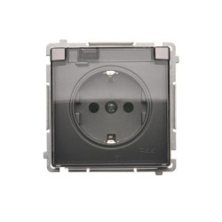 Simon Basic Gniazdo wtyczkowe Schuko do wersji IP44 z przesłonami (moduł) 16A, 250V~,zaciski śrubowe stal inox. Klapka transpare