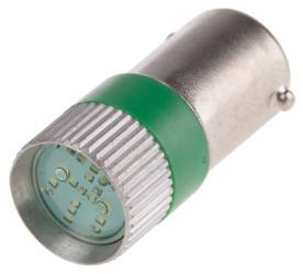 Lampka kontrolna Zielony 12V ac/dc BA9s LED średnica 10mm długość 28mm