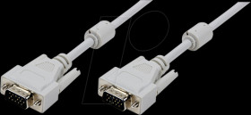 CV0034 VGA cable, HD15/M to HD15/M, 1080p, 2x ferrite, grey, 1.8 m