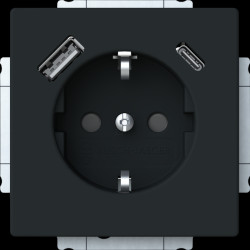 20 EUCB2USBAC-885 Safety+ USB socket outlet insert with USB A/C black matt - Platf