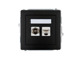 DECO Gniazdo antenowe pojedyncze typu "F" (SAT) + gniazdo komputerowe 1xRJ45 kat.6 ekranowane 8-stykowy czarny mat 12DGFK-5 KARL