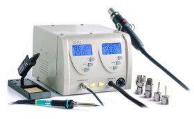 Cyfrowa stacja lutownicza z kolbą na gorące powietrze HOT-AIR 2w1 + podstawka + komplet 4 dysz MP-ZD-912 22315