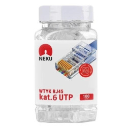 Wtyk modularny RJ45 8P8C kat.6 nieekranowany UTP uniwersalny drut linka NEKU opakowanie SŁOIK 100szt.