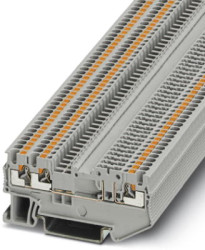 Disconnect terminal, push-in connection, 0.14-1.5 mm², 3 pole, 10 A, 6 kV, gray, 3210316