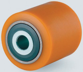 Kółko do wózka, Poliuretan, Żółty, obc.: 1000kg, śred.: 85mm, szer.: 105mm