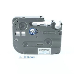 Taśma laminowana Supvan biała/niebieski druk 12 mm 8m L-233E