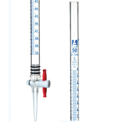EISCO CH0233B 50mL Acrylic Burette, Class B - 0.1mL With PTFE Key Stopcock