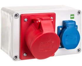 RS rozdzielnica siłowa 2P+Z, 3P+N+Z 16A natynkowa, IP44 6202-00