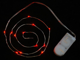 Wire Light LED Strand - 10 Red LEDs + Coin Cell Holder [discontinued]
