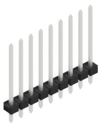 Pin header, 9 pole, pitch 2.54 mm, straight, black, 10058488