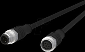 142MHA12010 Sensor cables, M12, 8-pin, plug &gt; coupling, 1 m