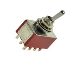 Przełącznik; dźwigniowy; T80-8401-T1-B1-M1; 2*4; ON-ON; 4 tory; 2 pozycje; bistabilny; na panel; do lutowania; 2A; 250V AC; czer