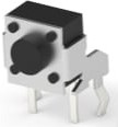 Short-stroke pushbutton, 1 Form A (N/O), 50 mA/24 VDC, unlit , actuator (black, L 1.24 mm), 1.56 N, THT, 1825027-5