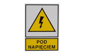 Tabliczka /znak ostrzegawczy/ TZO 74X105S /POD NAPIĘCIEM/ E04TZ-01011120800 /10szt./
