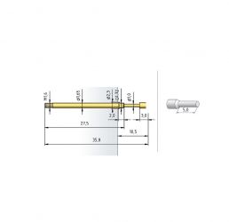 Igła testowa 1021/G-F0715-3.0N-AU-0.7X1.5/1.8, raster 2,54 (100 mil)