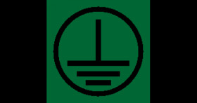 Earth label 10 x 10mm black on green (100 pack)