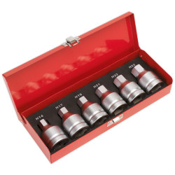 Sealey AK6217 Hex Socket Bit Set 3/4&quot;sq Drive 6pc