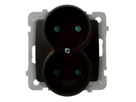 KARO Gniazdo podwójne bez uziemienia do ramki z przesłonami IP-20 zaciski gwintowe czekoladowy metalik GP-2SRP/m/40 OSPEL