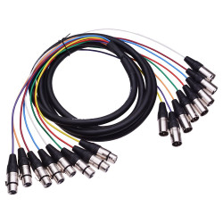 8 Way XLR Male to XLR Female Snake Lead Loom 3m