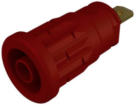 Złącze żeńskie laboratoryjne zabezpieczone złącze żeńskie do wbudowania pionowego Średnica pina: 4 mm czerwony SKS Hirsc