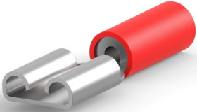 Insulated flat plug sleeve, 6.35 x 0.81 mm, 0.3 to 1.5 mm², AWG 22 to 16, phosphor bronze, tin-plated, red, 9-160583-5