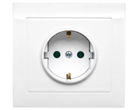 KIER Gniazdo pojedyncze z/u Schuko z przesłonami białe GP-1WSP/00