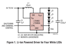 1.2MHz White LED Step-Up Converters with Built-In Schottky in ThinSOT