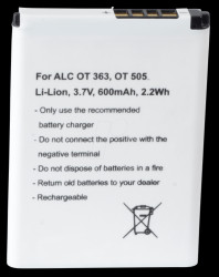 600 mAh, Li-Ion for ALCATEL GYARI