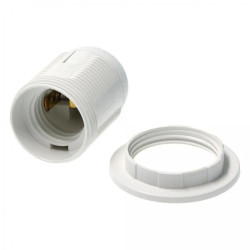 Oprawka plastikowa E27 z pierścieniem biała