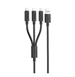 Kabel 3w1 USB-C + micro + iphone 1.2m