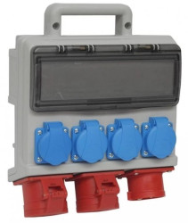 Rozdzielnica budowlana elCASE W16-0204 IP44, wtyk tablicowy CEE 16A-5P, gniazda: 4x GK 230V 16A, 2x CEE 16A 35200000