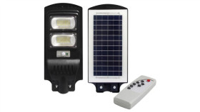 Lampa Led Solarna Uliczna Czarna 100W 6000K Zimna Ip65 Czujnik Ruchu I...