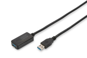 Kabel przedłużający USB 3.0 SuperSpeed Typ USB A/USB A M/Ż aktywny czarny 5m DA-73104
