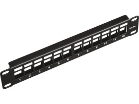 Patch panel 10 modularny 12 portów 1U niewyposażony PK038