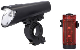 FISCHER FAHRRAD Zestaw oświetlenia rowerowego 45 LUX, small-box LED czarny