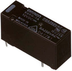Relay, 1 Form A (N/O), 12 V (DC), 655 Ω, 8 A, 30 V (DC), 250 V (AC), monostable, G6RN-1A 12VDC