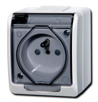 GAC250PL-HND1 Gniazdo 250V - standard PL - 3 biegunowe, białe dymne 16A - natynkowe, hermetyczne