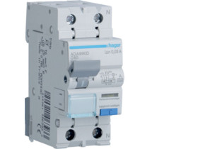 Wyłącznik różnicowoprądowy z członem nadprądowym C 40A 1P+N 6kA 30mA Typ A ADA990D HAGER