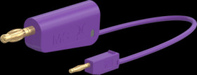 Measuring lead with (2 mm lamella plug, straight) to (4 mm lamella plug, straight), 0.07 m, purple, PVC, 0.5 mm², 64.1060-00726