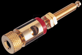 Terminal, gold-plated, red coloured ring