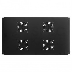 Panel 4x wentylator RACK 19" do szaf 600x1000 podsufitowy czarny NEKU FLR