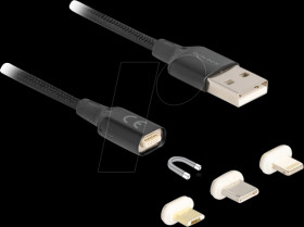88165 Magnetic USB charging cable + 3 connections, 1 m