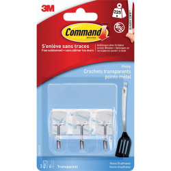 3M 17067CLR Command&#x2122; Small Wire Hook Transparent Metal 3 pc