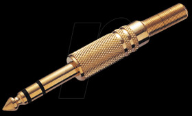 Jack plug, 6.3 mm stereo, gold-plated