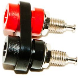 Double panel socket, solder connection, black/red, BU-P2269