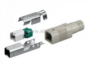 USB typ B; wtyk zaciskany na kabel; biały