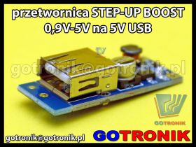 Przetwornica STEP-UP BOOST 0,9V-5V na 5V USB 600mA