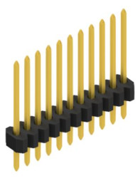 Pin header, 11 pole, pitch 1.27 mm, straight, black, 10060470