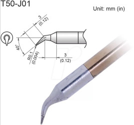 T50-J01 Aktiv-Lötspitze T50-J01, 0,1 mm, gebogen, konisch